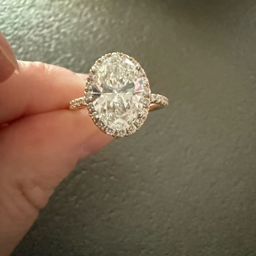 Zales Gold Oval Diamond Ring with box purchased 2 months ago. New condition.